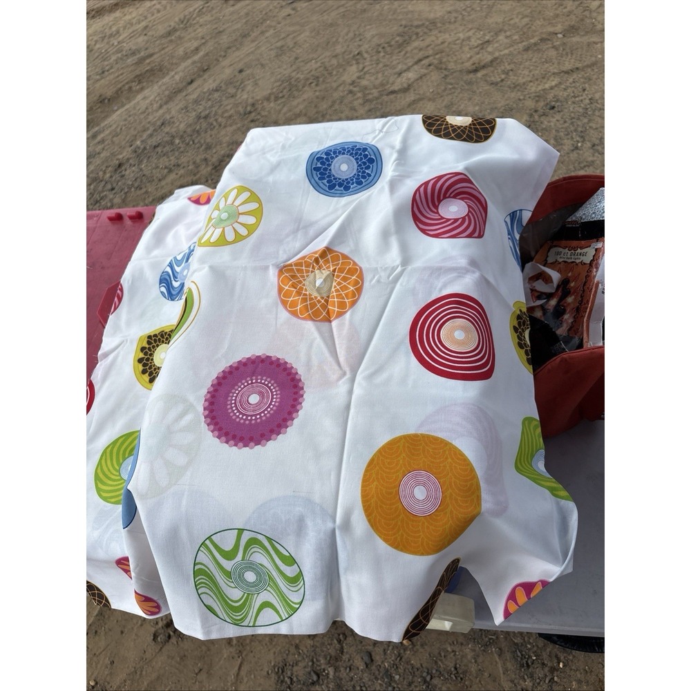 Vintage IKEA Fabric Abstract Geometric Circles Caroline Abild Jessen 1.18 Yards